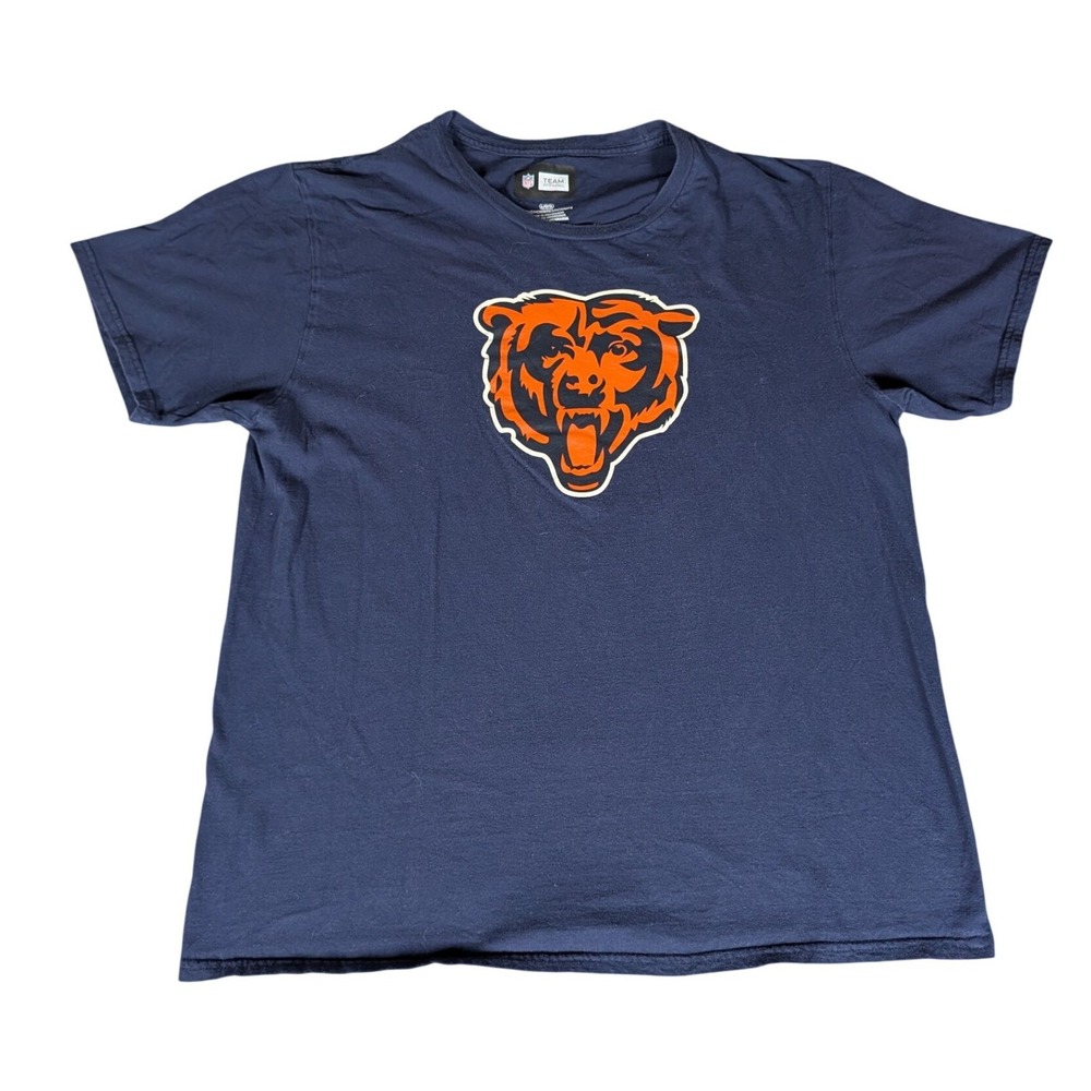 NFL Team Apparel Chicago Bears Graphic T-Shirt Mens Navy Blue‎ Orange Logo Tee